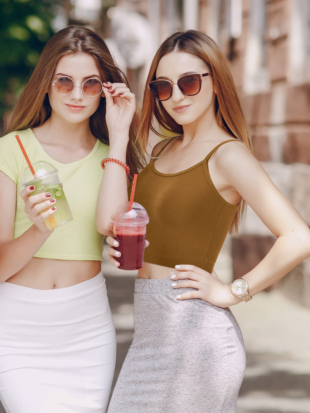4 Pack Cropped Tank Tops for Women, Spaghetti Strap Crop Top Basic Sports Crop Cami Half Camisoles for Teen Girls (Blackish Green, Black, Chocolate, White, L)
