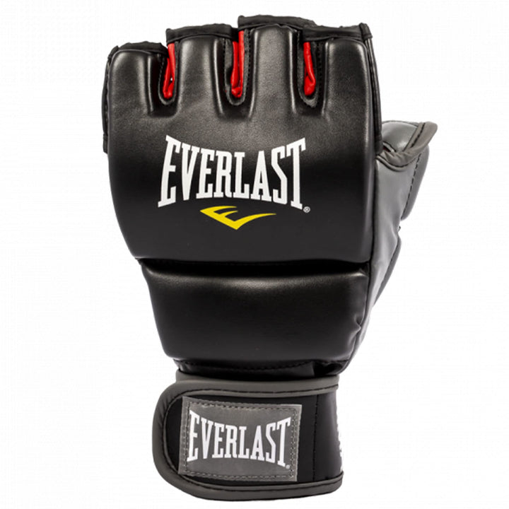 MMA Synthetic Leather Grappling Mitt Work Training Gloves w/Split Thumb Padding, Articulated Finger Ridges, &amp; Full Wrist Wrap Strap, S/M
