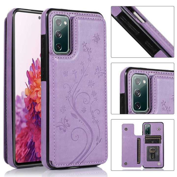 Phone Case for Samsung Galaxy S20 FE 5G/S20 Fan Edition with Tempered Glass Screen Protector Card Holder Wallet Cover Stand Flip Leather Cell Accessories Glaxay S20FE S 20FE FEcases 2020 Women Purple