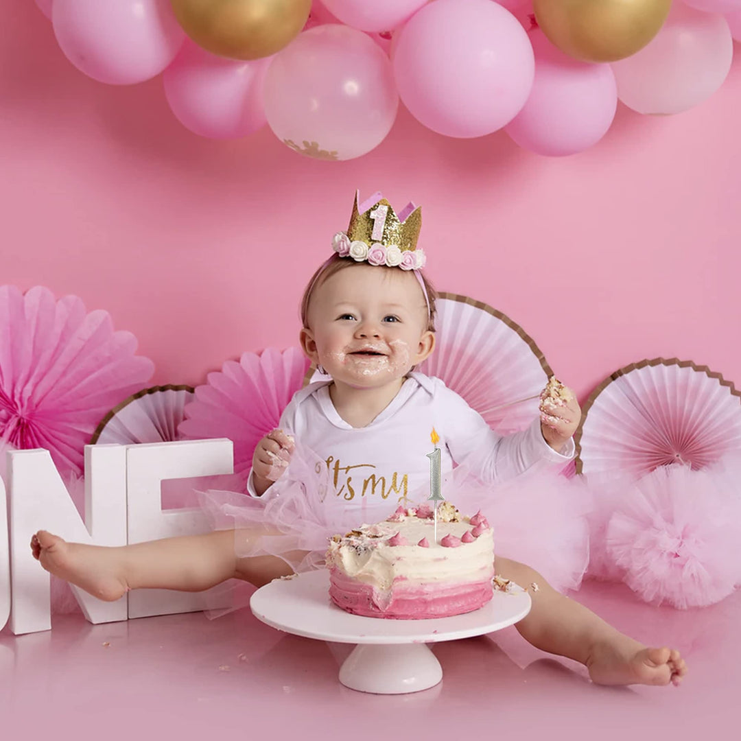 75th &amp; 57th Number Birthday Candles for Cake Topper, Number 75 57 Glitter Premium Candle Party Anniversary Celebration Decoration for Kids Women or Men, Silver