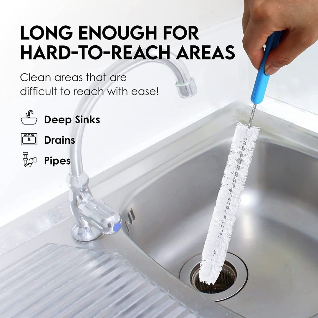 Bottle Brush Cleaner 5 Pack - Long Water Bottle and Straw Cleaning Brush - Kitchen Wire Scrub Set for Washing, Wine Decanter, Baby, Kombucha, Pipes, Hydro Flask Tumbler, Sinks, Beer Brewing Supplies