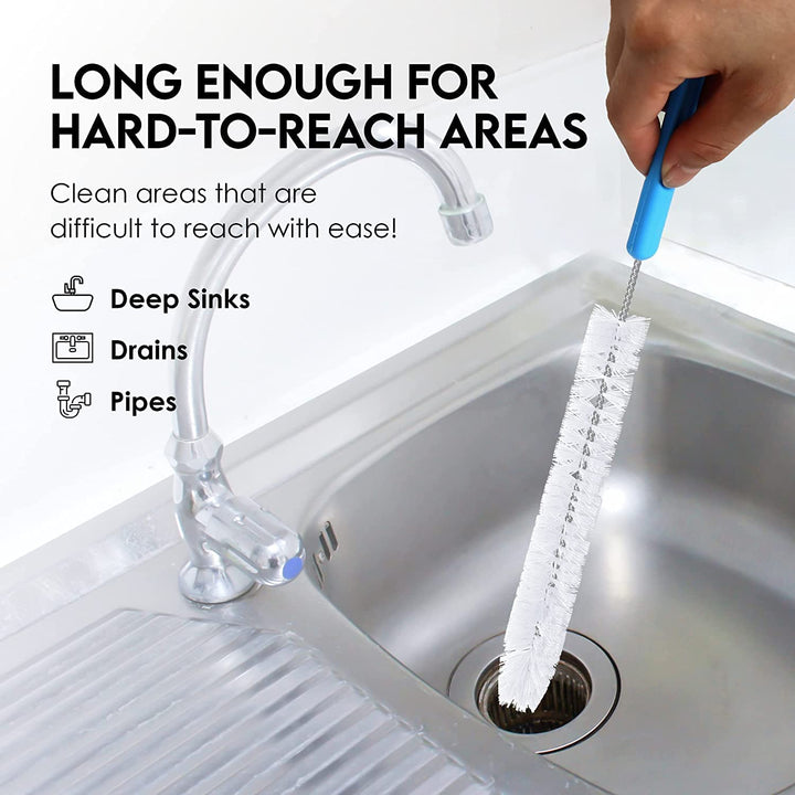 Bottle Brush Cleaner 5 Pack - Long Water Bottle and Straw Cleaning Brush - Kitchen Wire Scrub Set for Washing, Wine Decanter, Baby, Kombucha, Pipes, Hydro Flask Tumbler, Sinks, Beer Brewing Supplies