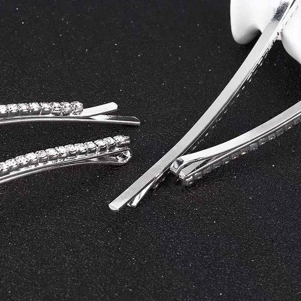 12 pieces Rhinestone Bobby Pin, Metal Hair Clips, 1 Row and 2 Row Clear Crystal Hair Barrette Pins for Women Lady Teen Girls
