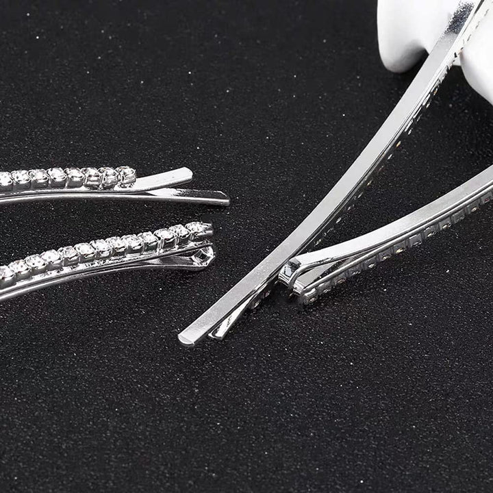 12 pieces Rhinestone Bobby Pin, Metal Hair Clips, 1 Row and 2 Row Clear Crystal Hair Barrette Pins for Women Lady Teen Girls