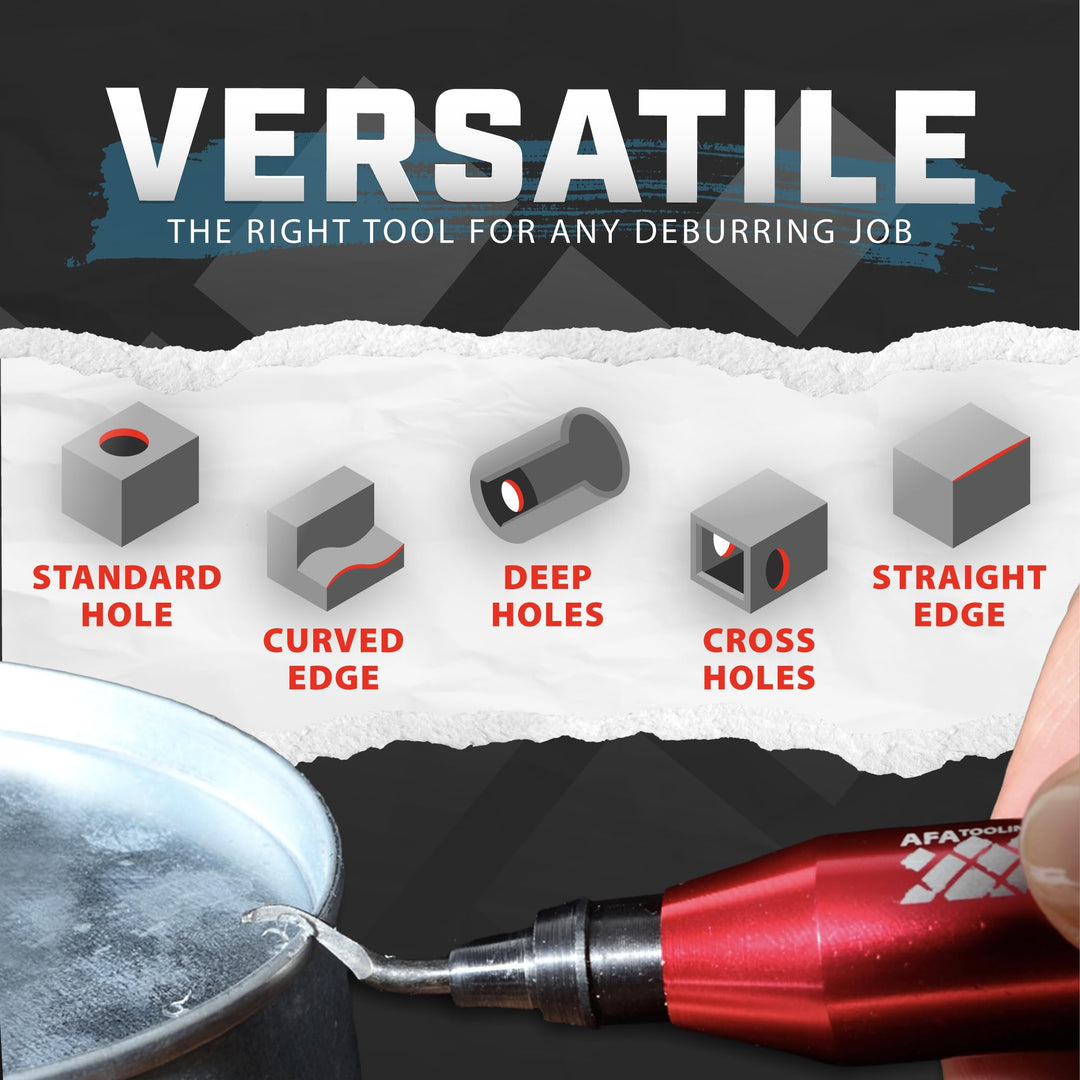 AFA Tooling - Deburring Tool with 11 High Speed Steel Swivel Blades - Works on Metal, Resin, PVC Pipes, Copper, Plastic and 3D Printed Edges - Plumbing &amp; 3D Printing Burr Removal Reamer Tool