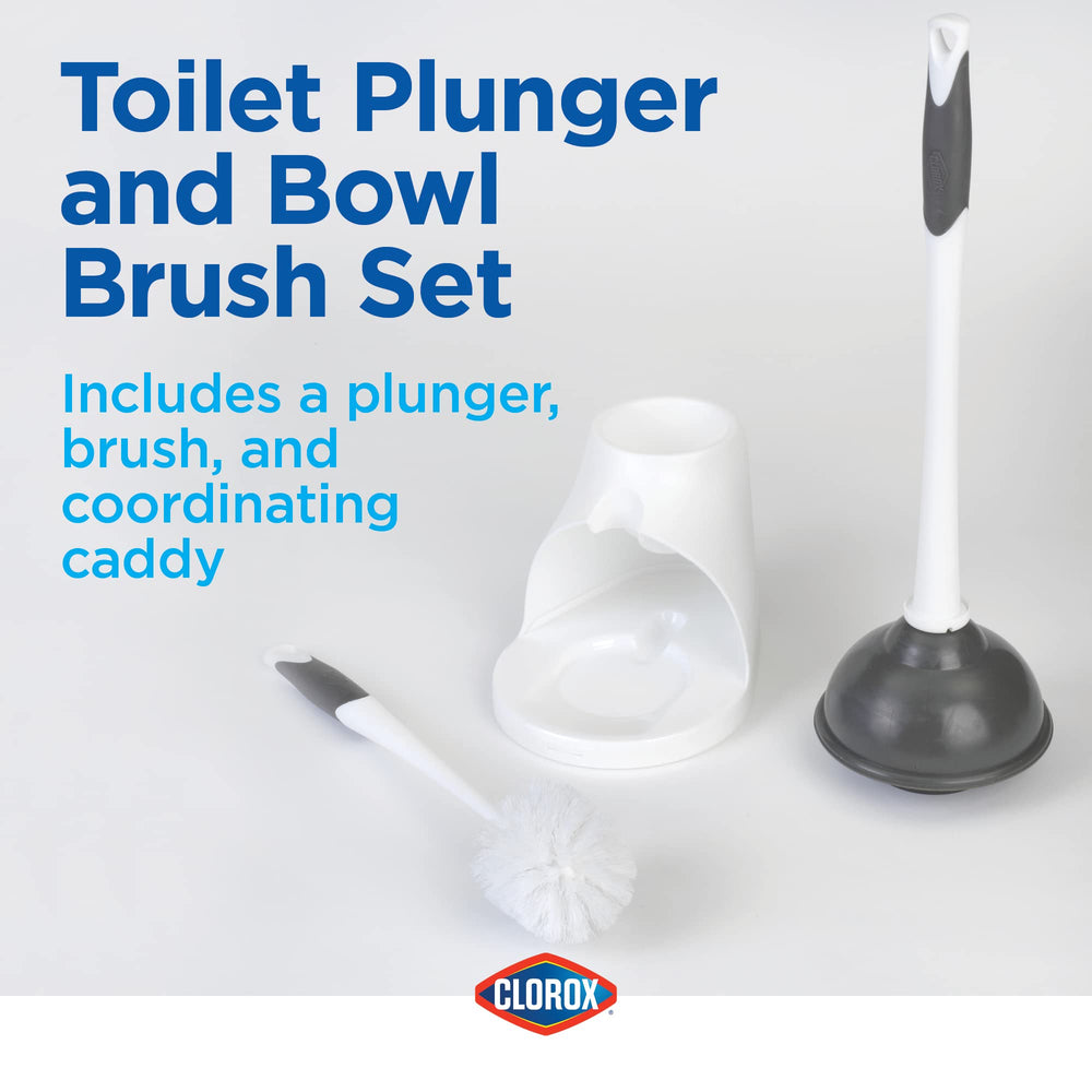 Clorox Toilet Bowl Brush & Plunger Combo Set with S