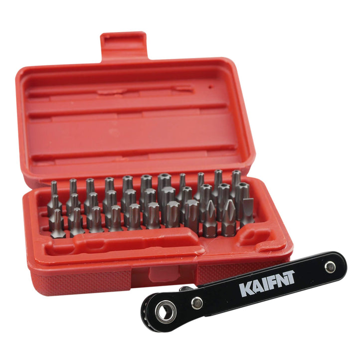 K403 Comprehensive Torx Bit Set with Mini Ratchet Wrench, 1/4-Inch Drive, 34-Piece