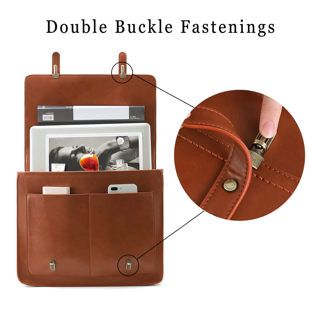 Women Briefcase PU Leather Laptop Bag College Satchel fit 15.6 Laptop