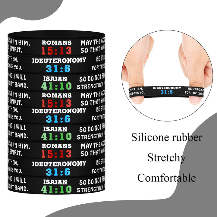 32 Pcs Bible Verse Bracelets Christian Scripture Bracelets Bulk Rubber Religious Bracelets Silicone Bible Verses Wristbands Faith Hope Belief Wristbands Bracelets for Adult