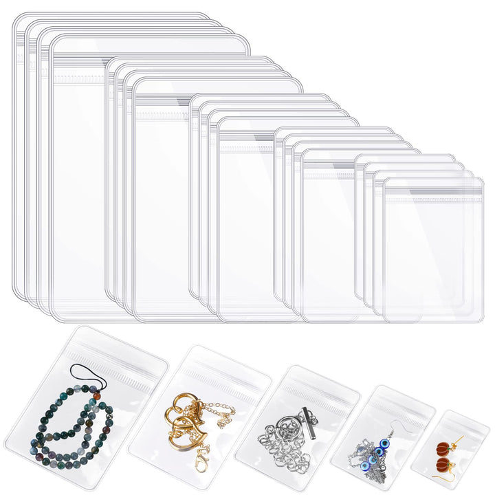 Spakon 160 Pcs Clear PVC Jewelry Bags Plastic Transpare