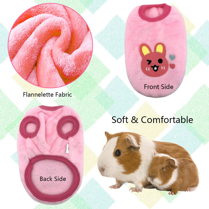 Vehomy 4Pcs Rabbit Bunny Clothes Guinea Pig Clothes Costume Small Pet Cozy Fleece Vest Warm T-Shirt Sweater for Ferret Teacup Poodles Puppy Kitten and Other Small Animals 3XS