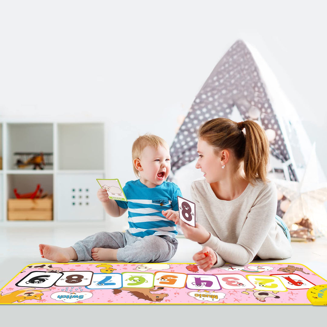 Aywewii Toddler Toys Piano Mat Floor Musical Mat Anti-Slip Kids Dance Mat Toddler Girl Toys Musical Playmat with Flash Cards Fun Birthday and Easter Gifts Toys for 1 2 3 Year Olds