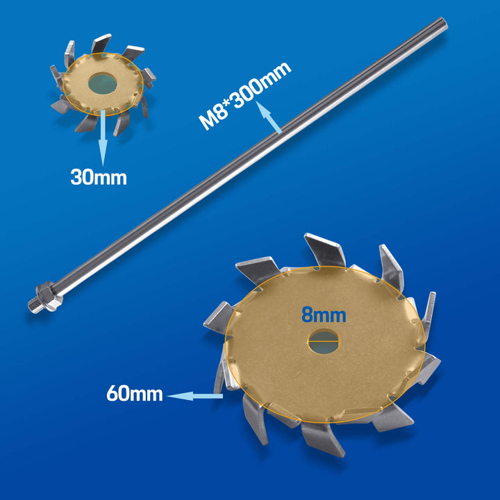 Dispersing Disc Dispersion Impeller - Stainless Steel Dispersing Machine Blade Paddle, 8x300mm Rod with 3cm and 6cm Disc