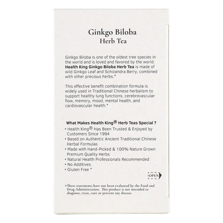 Health King Ginkgo Biloba Herb Tea, Teabags, 20 Count B