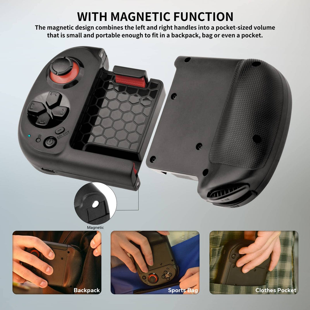 Wireless Gaming Controller for iPhone/iOS/Android with Magnetic Storage, Pocket Size, Portable Bluetooth Gamepad Joystick for iPhone 15/14/13/Samsung Galaxy 22/21/20/Call of Duty Mobile/Genshin