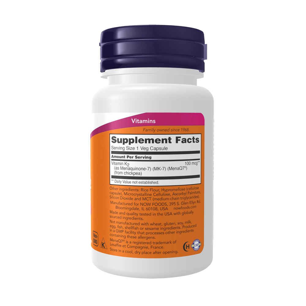 NOW Foods Supplements, MK-7 Vitamin K-2 100 mcg, Cardio