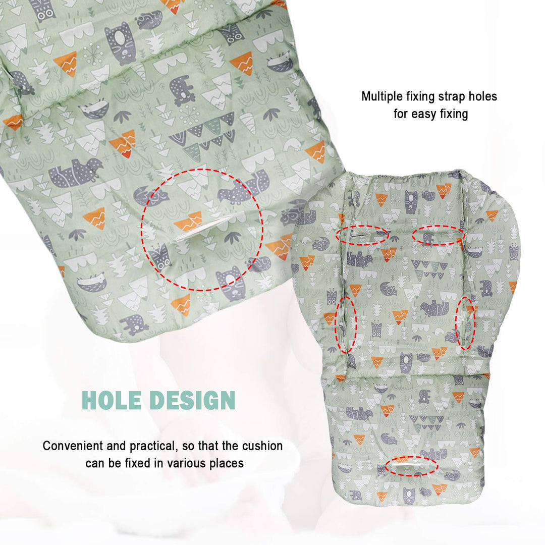 Longwuny High Chair Cushion, High Chair Cover Padhigh Chair Pad Cover, Soft and Comfortable, Light and Breathable, Make The Baby Sit More Comfortable (Green Forest Animal Pattern)