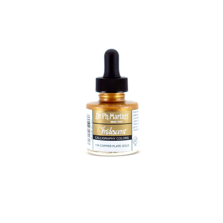 Dr. Ph. Martin&#39;s Iridescent Calligraphy Color (11R) Ink Bottle, Copper Plate Gold