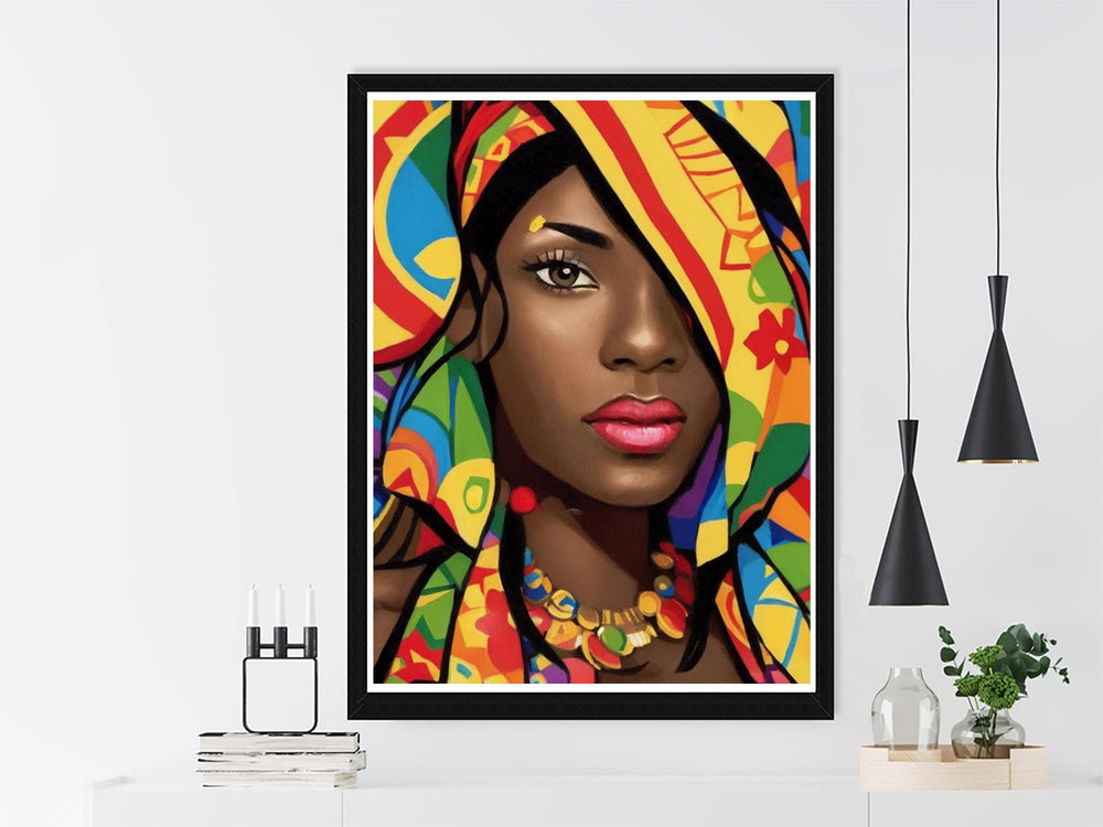 Acrylic Paint by Numbers for Adults African American, DIY Oil Painting Kit Black Woman Canvas Drawing Paintwork with Paintbrushes for Kids Beginner Arts Craft for Home Wall Decor-16x20 inch