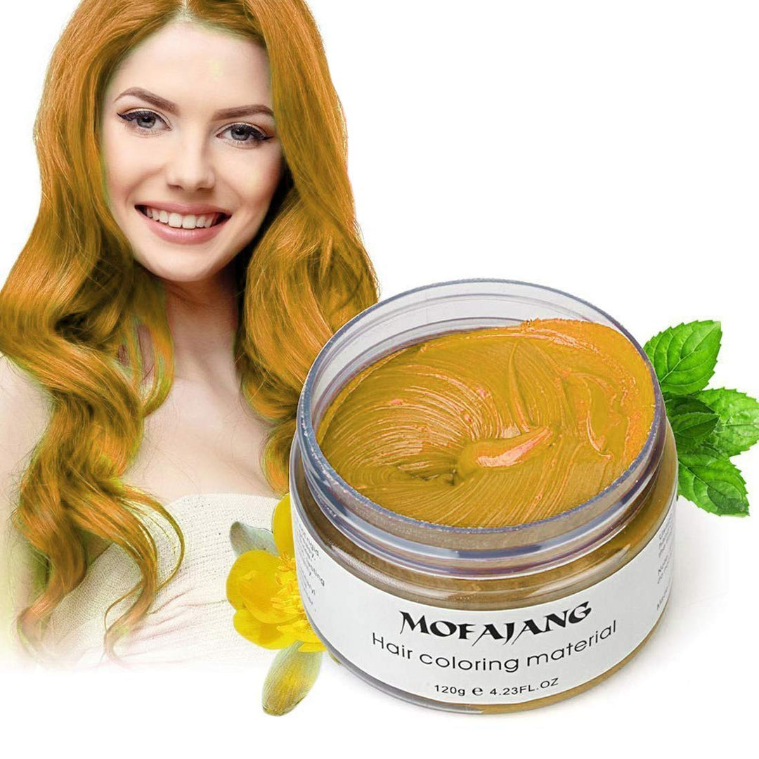 Gold: Mofajang Hair Wax Dye Styling Cream Mud, Natural Hairstyle Color Pomade, Washable Temporary, Gold