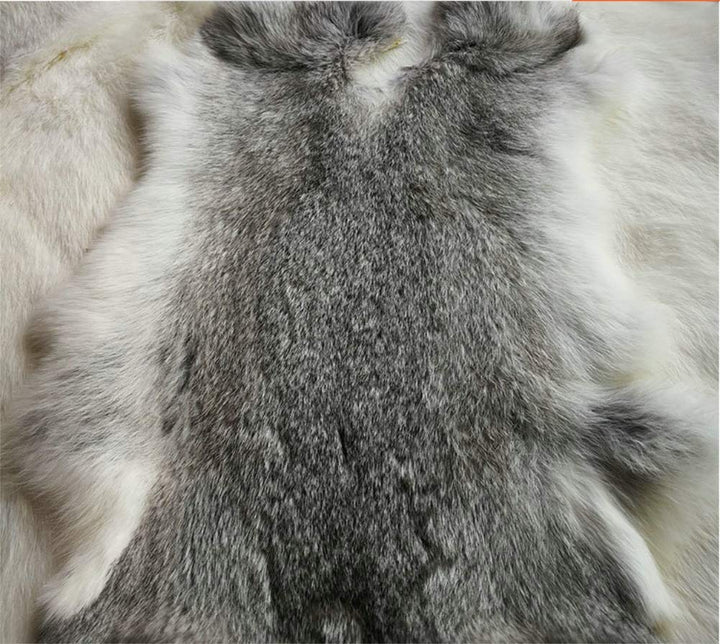 4pack Natural Tanned Rabbit Fur Hide Rabbit Skin Pelts Gray(10 by 12 Rabbit Pelt with Sewing Quality Leather)