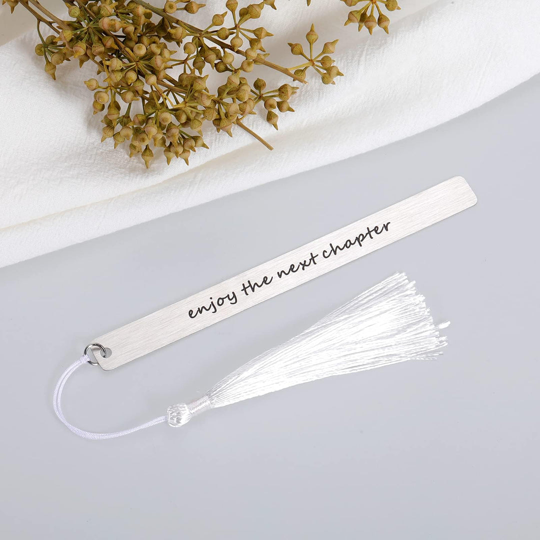 Retirement Gift for Woman Men Senior Night Graduation Gift for Students Enjoy The Next Chapter Bookmarks for Reading Women Inspirational Bookmarks with Tassel for Book Lover Christma Stocking Stuffers