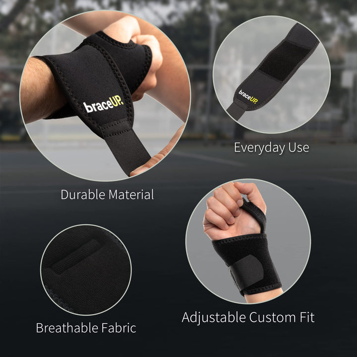 Silver : BraceUP Adjustable Wrist Support, One Size Adj