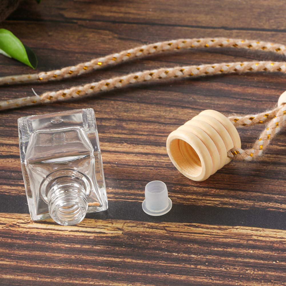 10 Packs Car Aromatherapy Diffuser Hanging Empty Glass Perfume Bottle Essential Oils Diffuser Bottles Automotive Interior Ornaments Car Fragrance Pendant Decoration