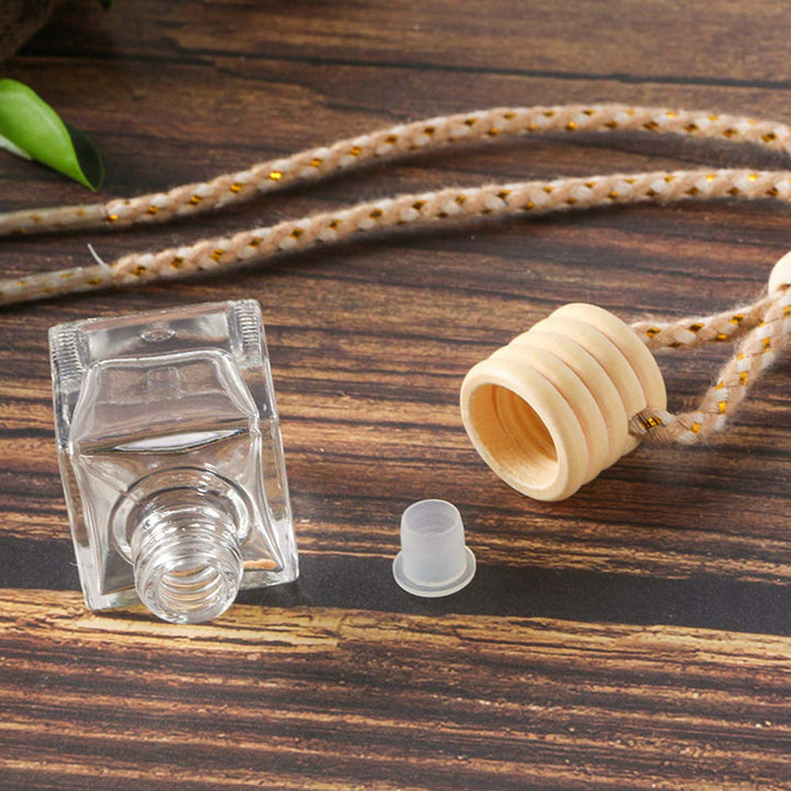 10 Packs Car Aromatherapy Diffuser Hanging Empty Glass Perfume Bottle Essential Oils Diffuser Bottles Automotive Interior Ornaments Car Fragrance Pendant Decoration