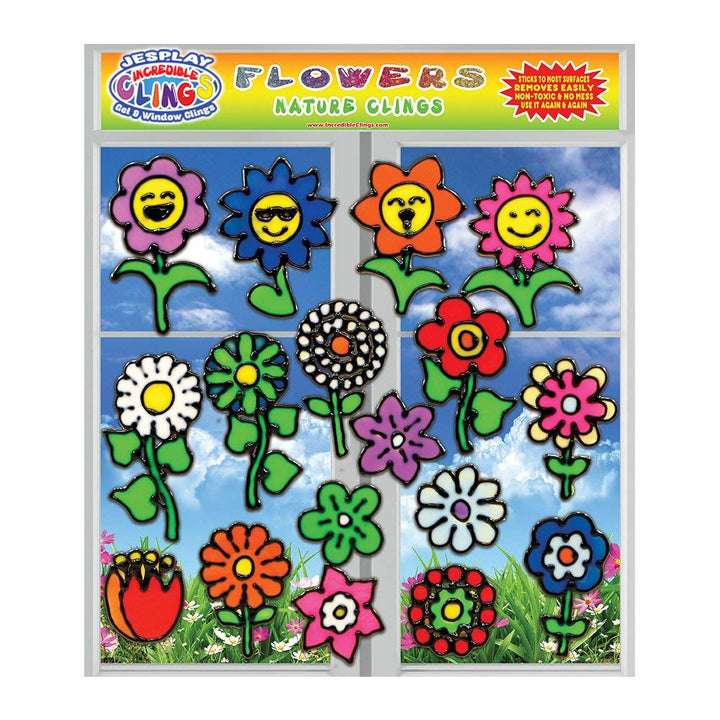Flowers Gel Clings - Glass Window Clings for Kids and - Sunflower, Rose, Tulip, Daisy Reusable Gel Decals for Home, Airplane, Classroom, Nursery Decoration