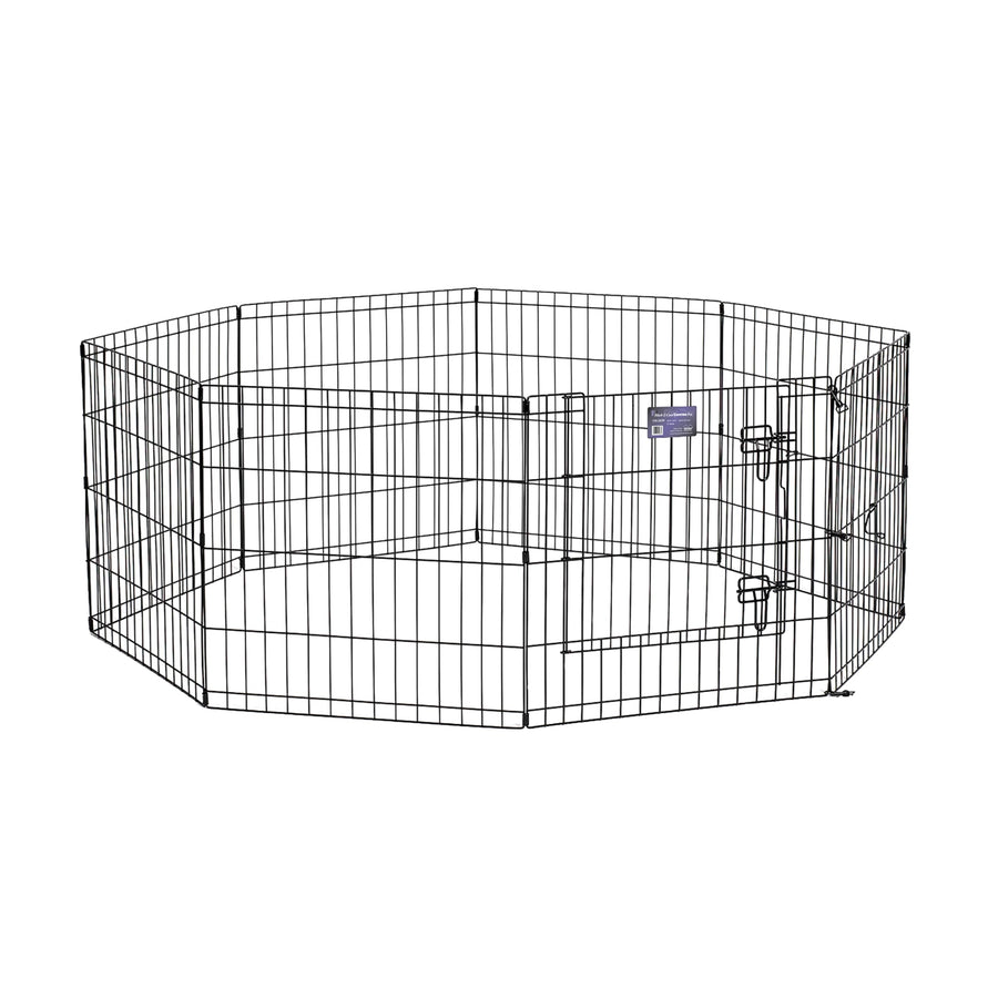 Dog Exercise Pen & Playpen, 24 W x 24 H, with Door, Black