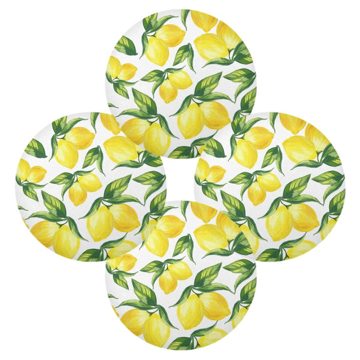 Lemon Round Placemats Non-Slip Washable Polyester Table Mats Set of 4 Heat Resistant Placemats for Kitchen Dining Table Decoration