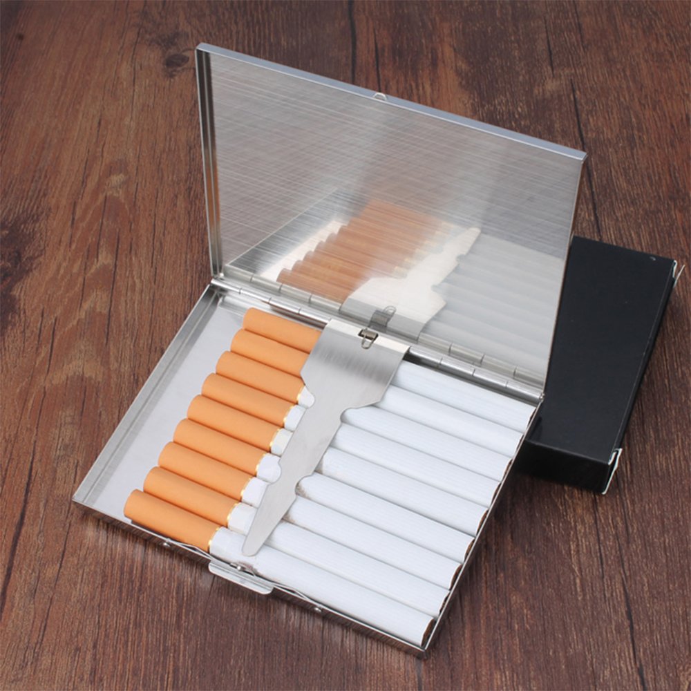 Extra Slim Stainless Steel Cigarette Case Holds 9 Cigar