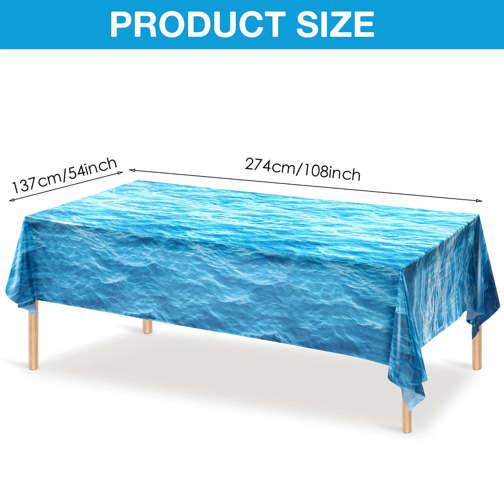 Irenare 1 Piece Ocean Waves Plastic Tablecloth Ocean Ta
