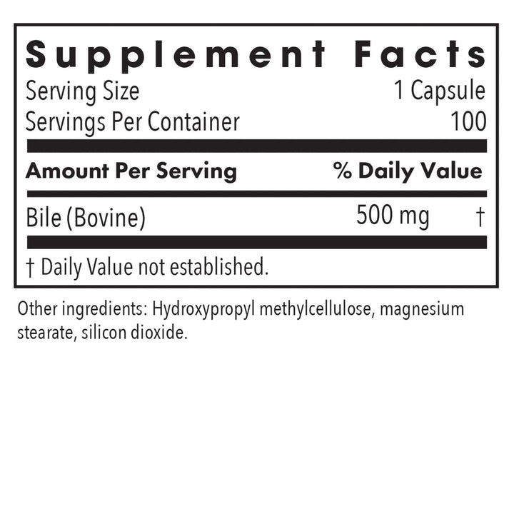 Ox Bile 500mg - Digestive Enzymes for Liver, Ox Bile Supplements with Digestive Enzymes, Gallbladder Supplements, Fat Digestion Support, Hypoallergenic - 100 Count