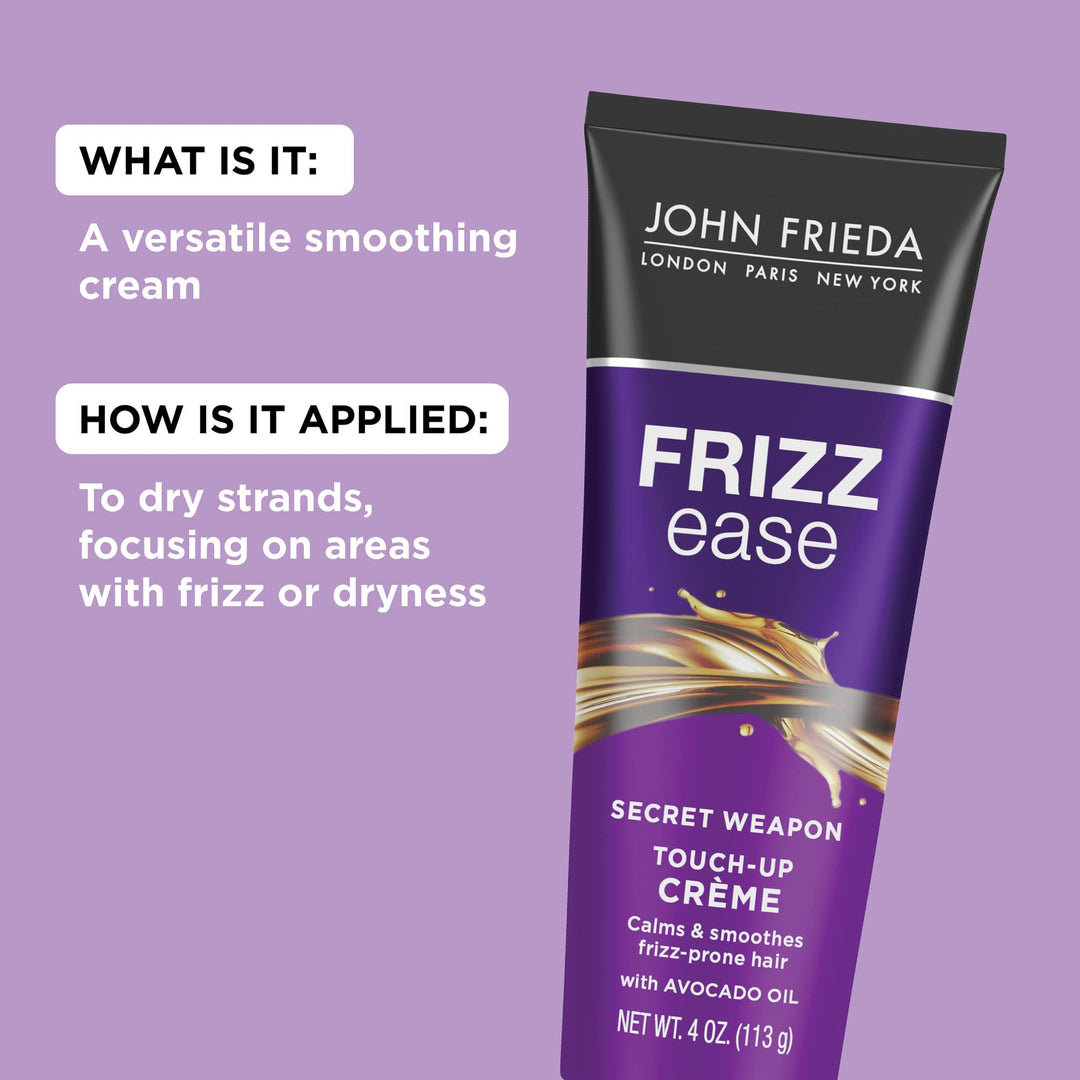 Frizz Ease Secret Weapon Touch-Up Crème - Anti-Frizz Styling Cream for Smooth, Frizz-Prone Hair, 4 Oz