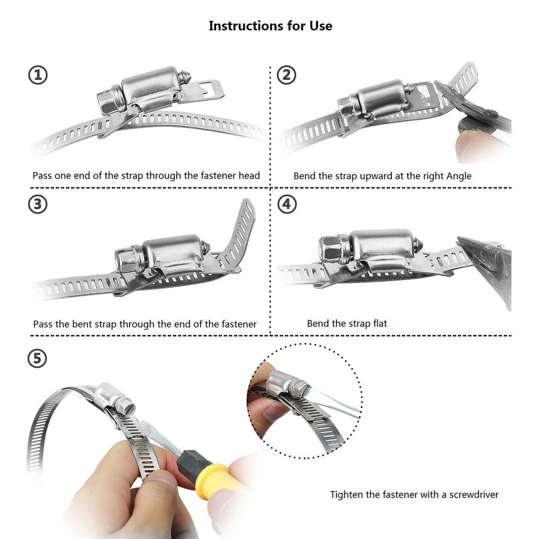 Hose Clamp Stainless Steel DIY 7.9 FT Metal Strapping with Holes + 6 Fasteners Large Adjustable Clamp Worm Gear Hose Clamps Pipe Clamp Band Clamp Air Ducting Clamp for Pipe Automotive Cable Tube