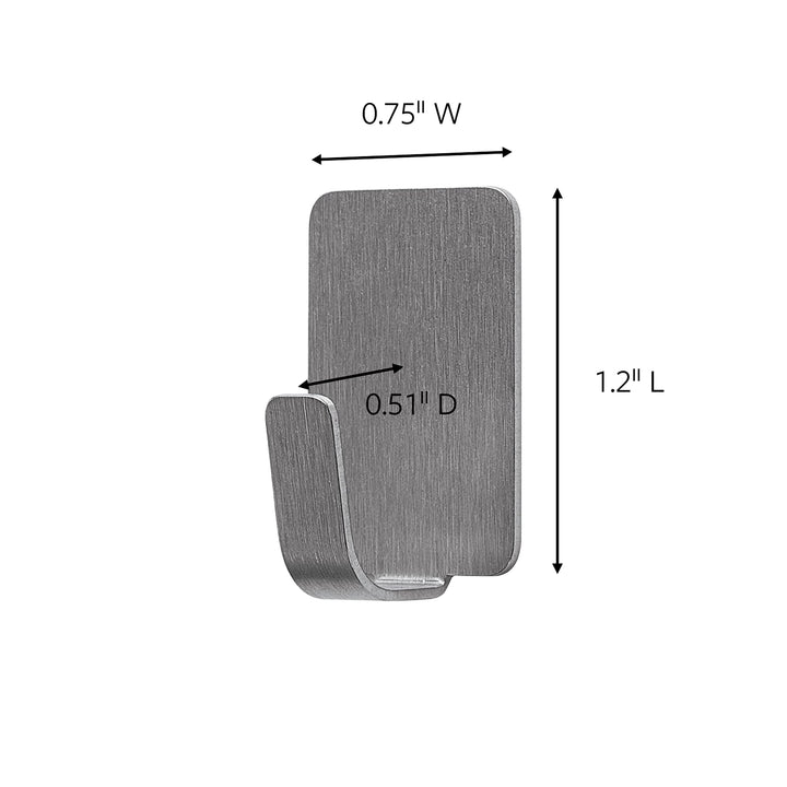 Small Stainless Steel Metal Hooks 8 Hooks, 10 Strips, Holds up to 0.5 lb, Removable Self Adhesive Hooks, Great for Wall Décor
