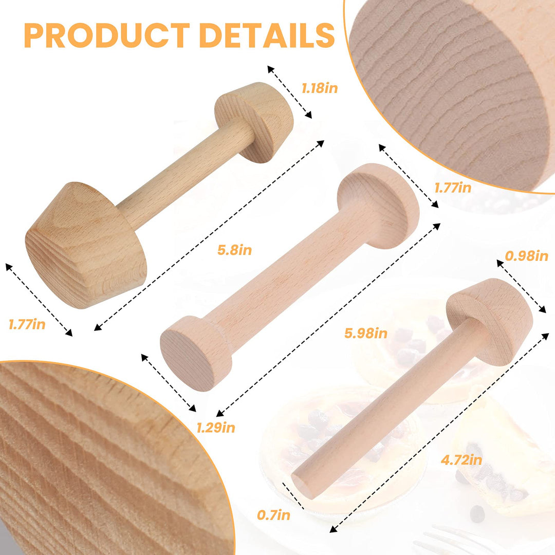 3 Pieces Tart Tamper Wooden Tart Press Tool Wooden Egg Tart Molds Pastry Dough Tamper for Tart Pan Mini Pie Shells Cheesecake Pans Muffin Bakeware Cake