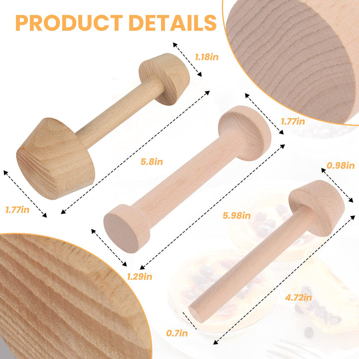 3 Pieces Tart Tamper Wooden Tart Press Tool Wooden Egg Tart Molds Pastry Dough Tamper for Tart Pan Mini Pie Shells Cheesecake Pans Muffin Bakeware Cake