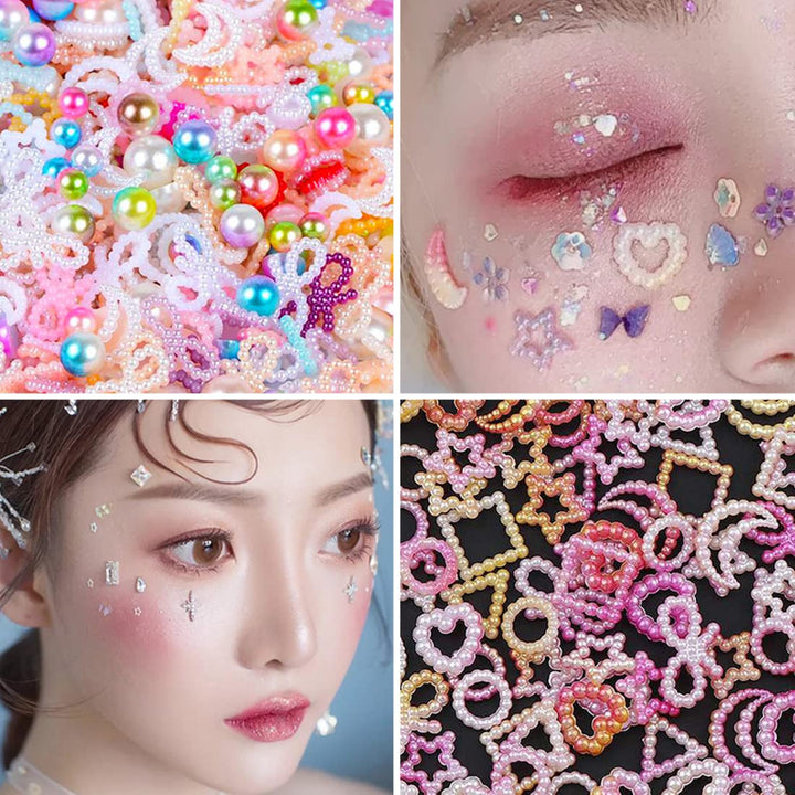900pcs 4-20mm Random Mixed Styles Crafts Material Embellishments Kit Resins Flatback Rhinestones Pearls Round Beads Charms for Crafts Mixed Styles Loose Gems DIY