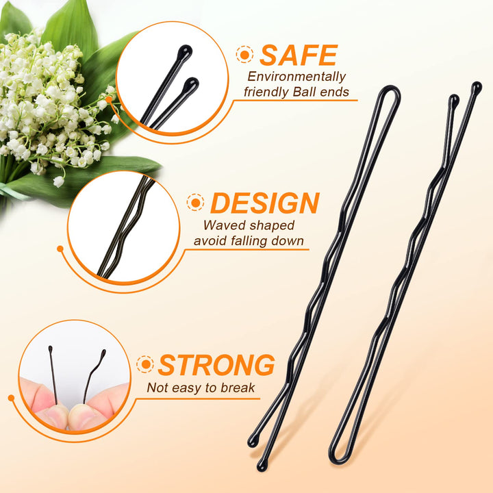 Large Bobby Pins, 2.75 Black Jumbo Bobby Hair Pins for Hair Bobby Pins Black for Women Girls with Box 120-Count (Black,2.75 inch)