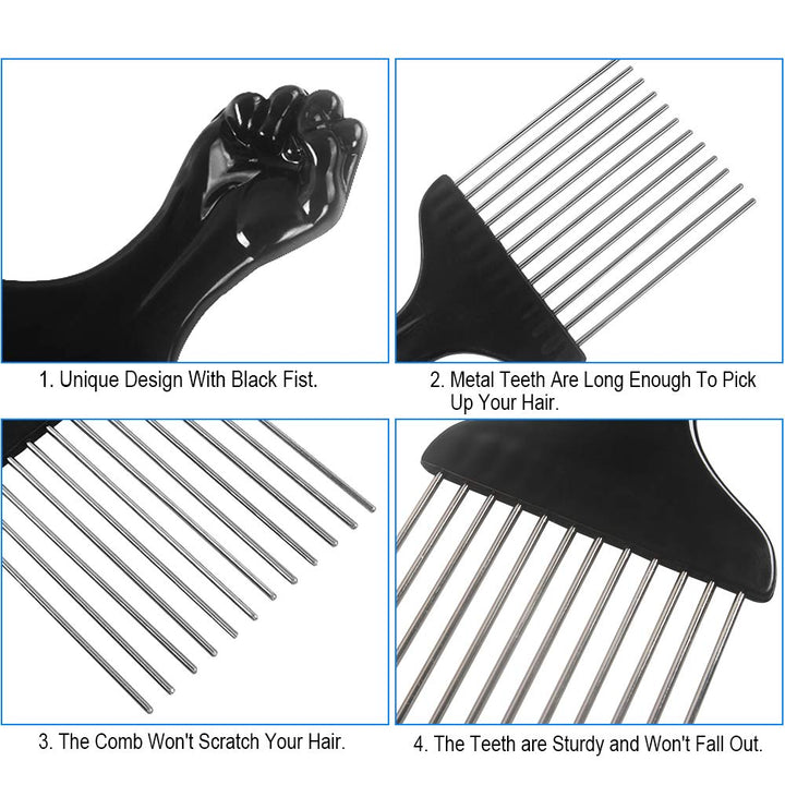 Afro Pick 6 Pack Metal African American Afro Hair Comb 