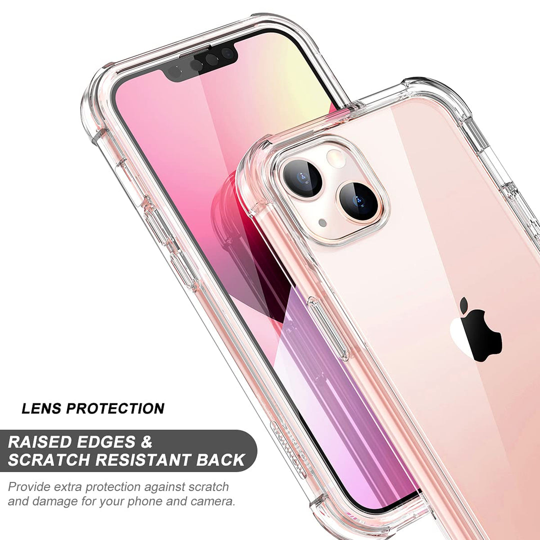 Compatible with iPhone 13 Clear Case,[Built in Screen Protector] Full Body Protection Hard Shell+Soft TPU Bumper Shockproof Rugged Cover for iPhone 13 6.1 Inch (Rose Gold)