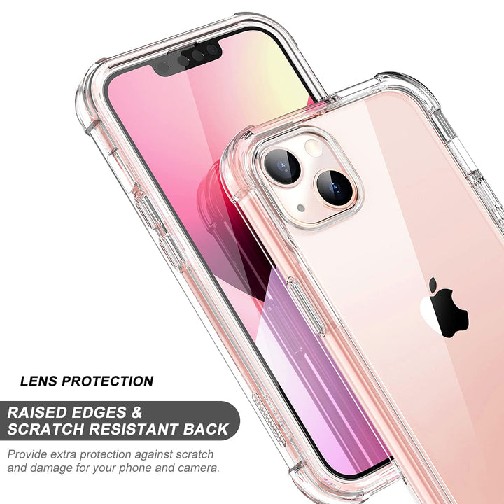 Compatible with iPhone 13 Clear Case,[Built in Screen Protector] Full Body Protection Hard Shell+Soft TPU Bumper Shockproof Rugged Cover for iPhone 13 6.1 Inch (Rose Gold)