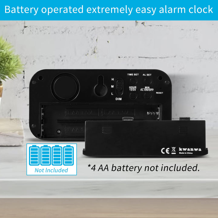 Digital Clock, Battery Operated Clock, Cordless, Small LED Clock, 1.2&#39;&#39; Sparkling Red LED Number Display, Snooze, Alarm Clock for Heavy Sleepers, Clock for Bedroom Bathroom Kitchen