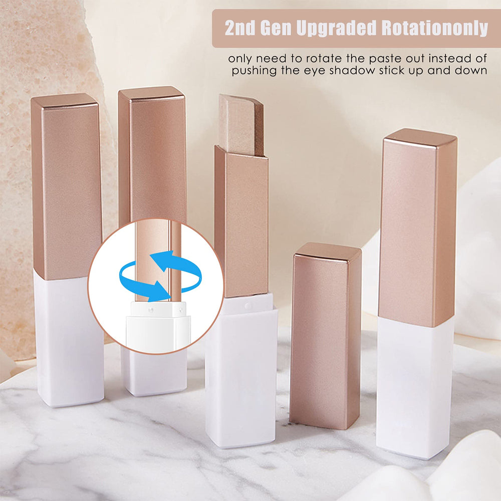 12 Colors Eyeshadow Stick, Double Colors Eye Shadow Stick, Glitter Shimmer Waterproof Gradient Eyeshadow Makeup Stick with Brush, Eyeshadow Brushing Eye Makeup for Eye makeup lovers, 6 Pack
