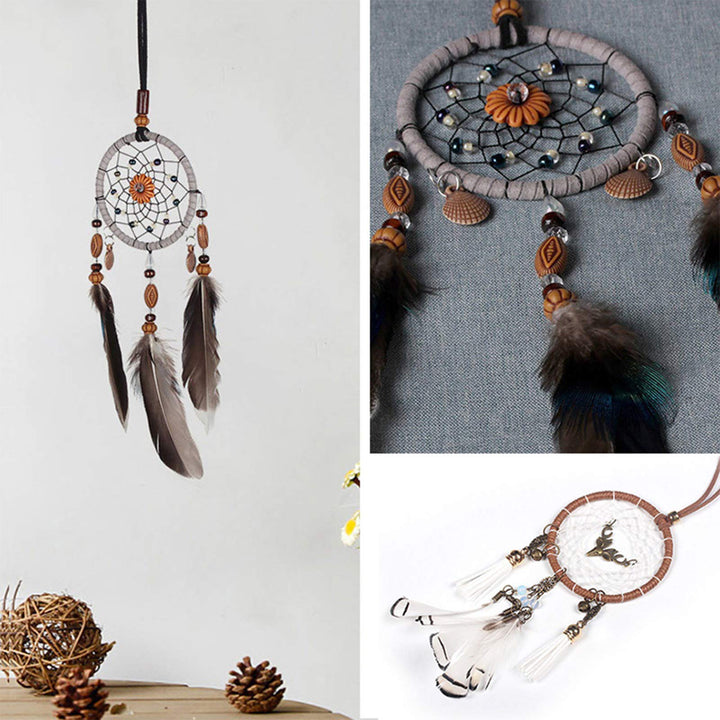 Feather Dream Catcher Car Interior Rearview Pendant, Small Dream Catchers Car Charm for Car Hanging Decorations