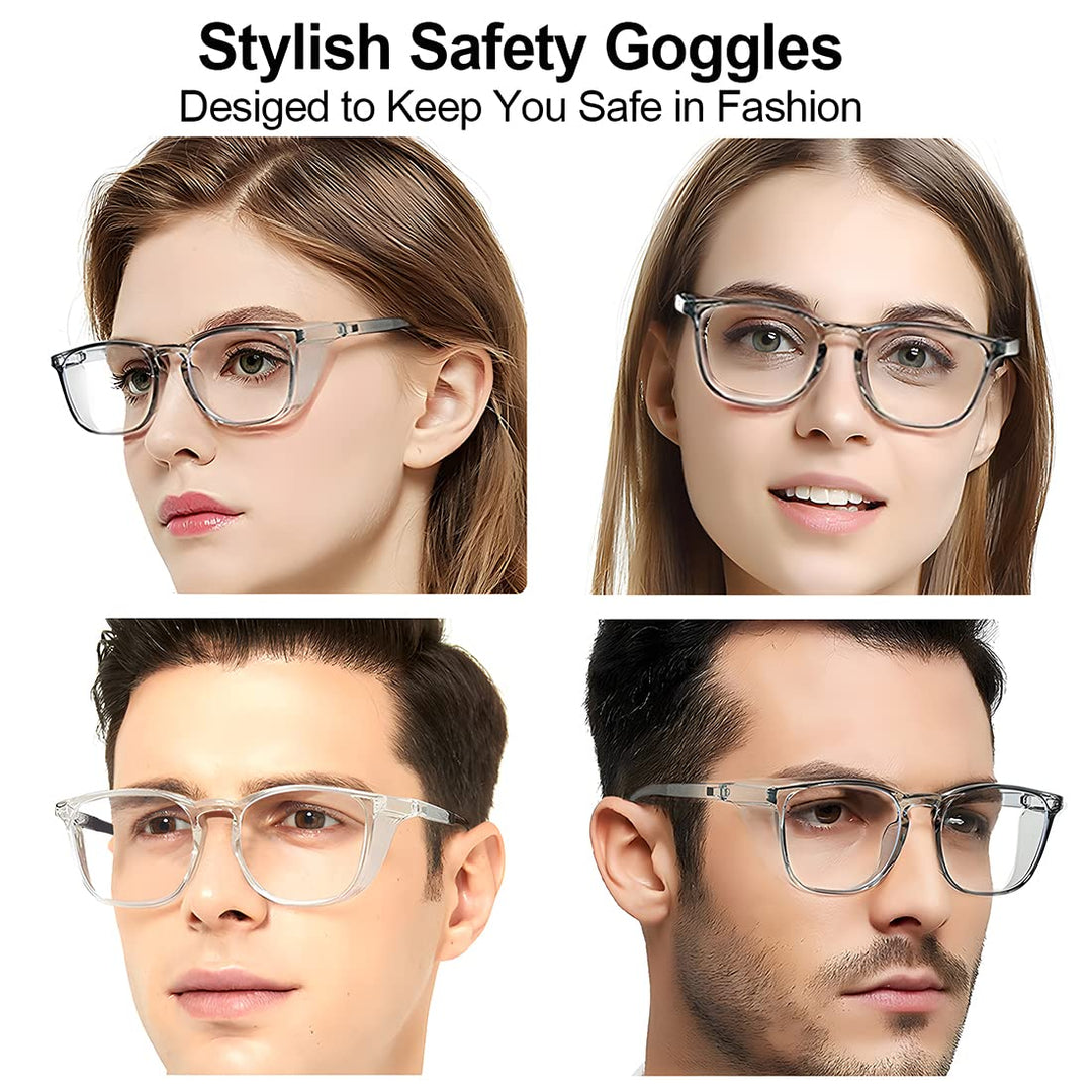 Safety Glasses for Women Anti Fog, Stylish Safety Goggles Nurse Protective Eyewear Anti-Dust Blue Light Filter (Square-Coffee Leopard)