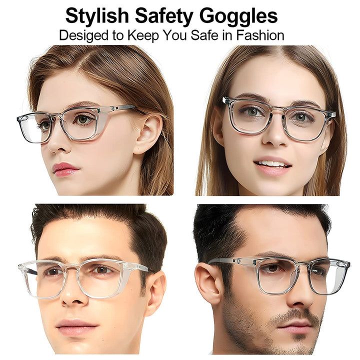 Safety Glasses for Women Anti Fog, Stylish Safety Goggles Nurse Protective Eyewear Anti-Dust Blue Light Filter (Square-Coffee Leopard)